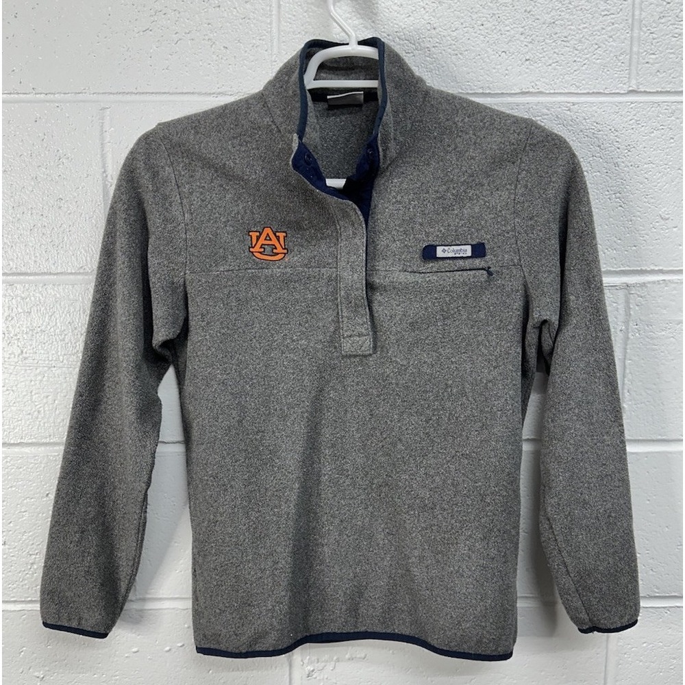 Columbia PFG Half Snap Fleece Pullover Gray AU Auburn University Tigers / Medium